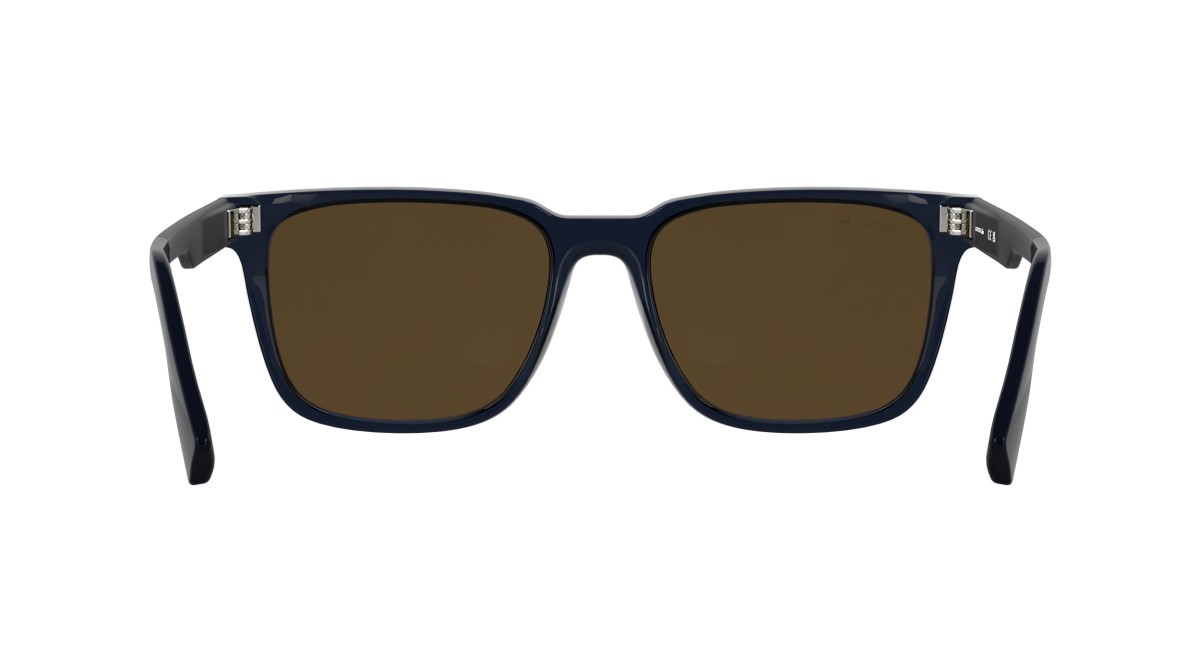 Sunglasses Lacoste L6077S (410) color transparent blue shape rectangle lenses solid brown