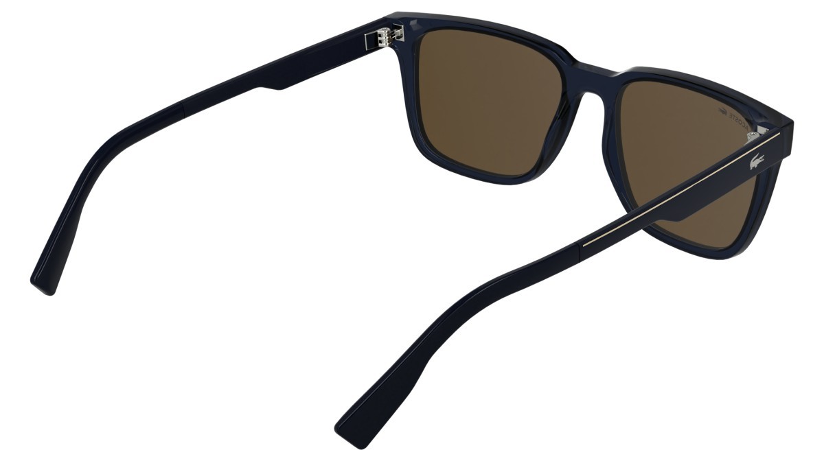 Sunglasses Lacoste L6077S (410) color transparent blue shape rectangle lenses solid brown