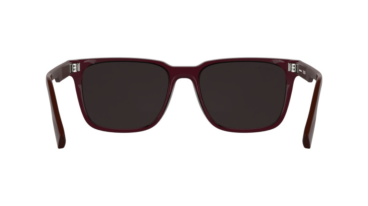 Sunglasses Lacoste L6077S (601) color transparent burgundy shape rectangle lenses solid dark wine