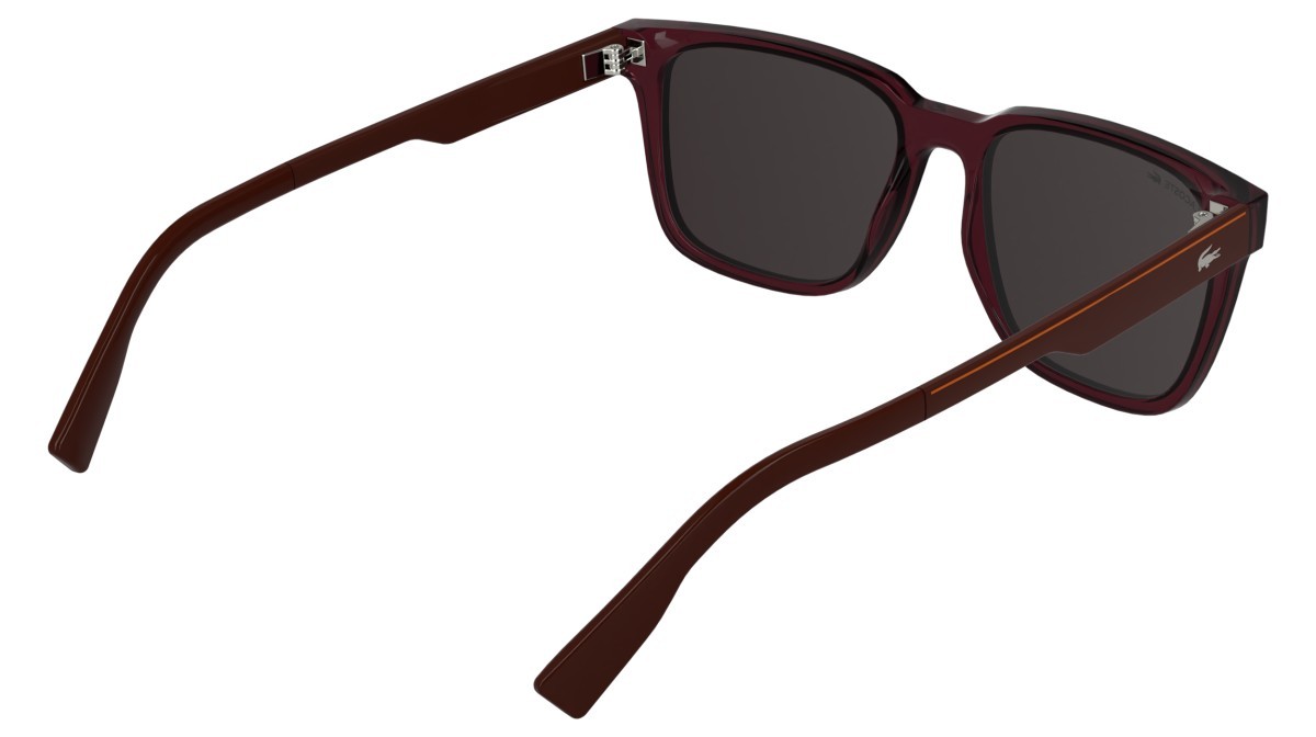Sunglasses Lacoste L6077S (601) color transparent burgundy shape rectangle lenses solid dark wine
