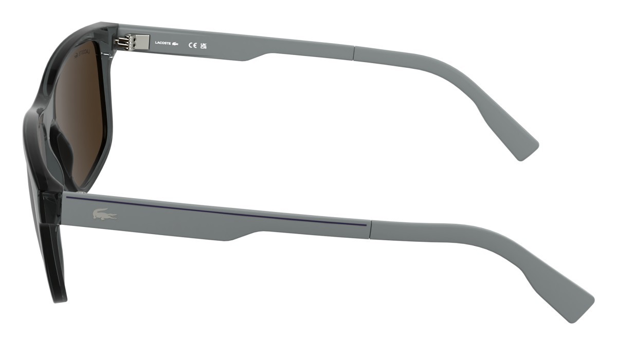 Sunglasses Lacoste L6078S (035) color transparent grey shape rectangle lenses solid brown