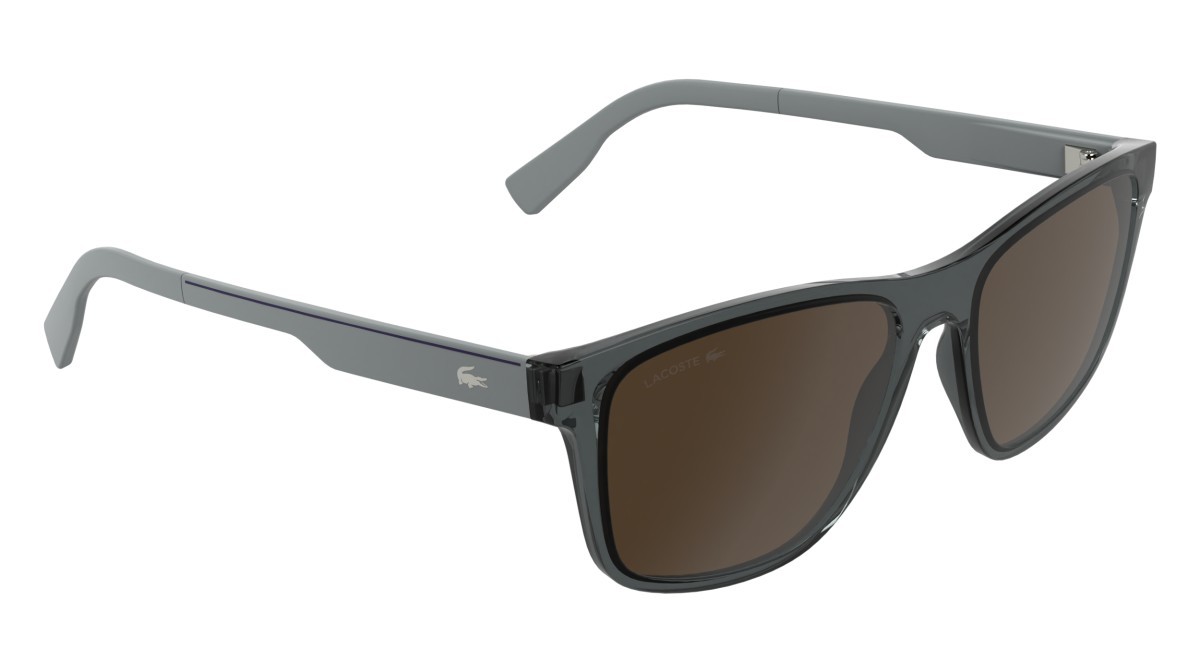 Sunglasses Lacoste L6078S (035) color transparent grey shape rectangle lenses solid brown