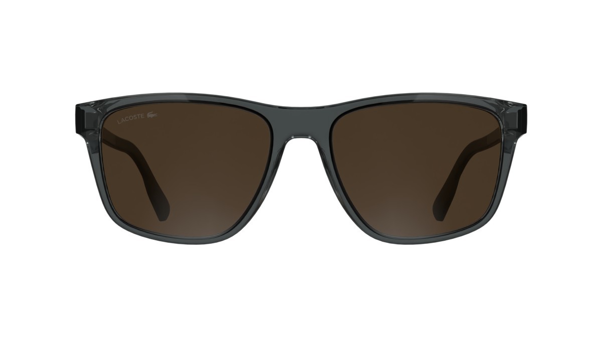 Sunglasses Lacoste L6078S (035) color transparent grey shape rectangle lenses solid brown