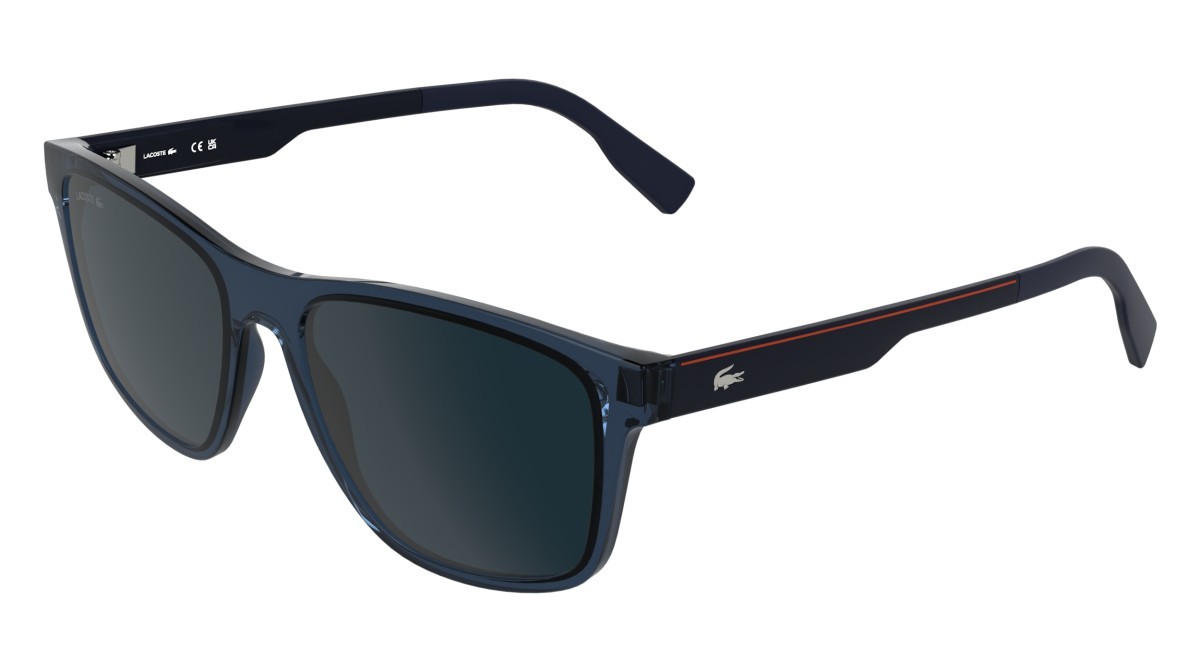 Sunglasses Lacoste L6078S (410) color transparent blue shape rectangle lenses solid blue