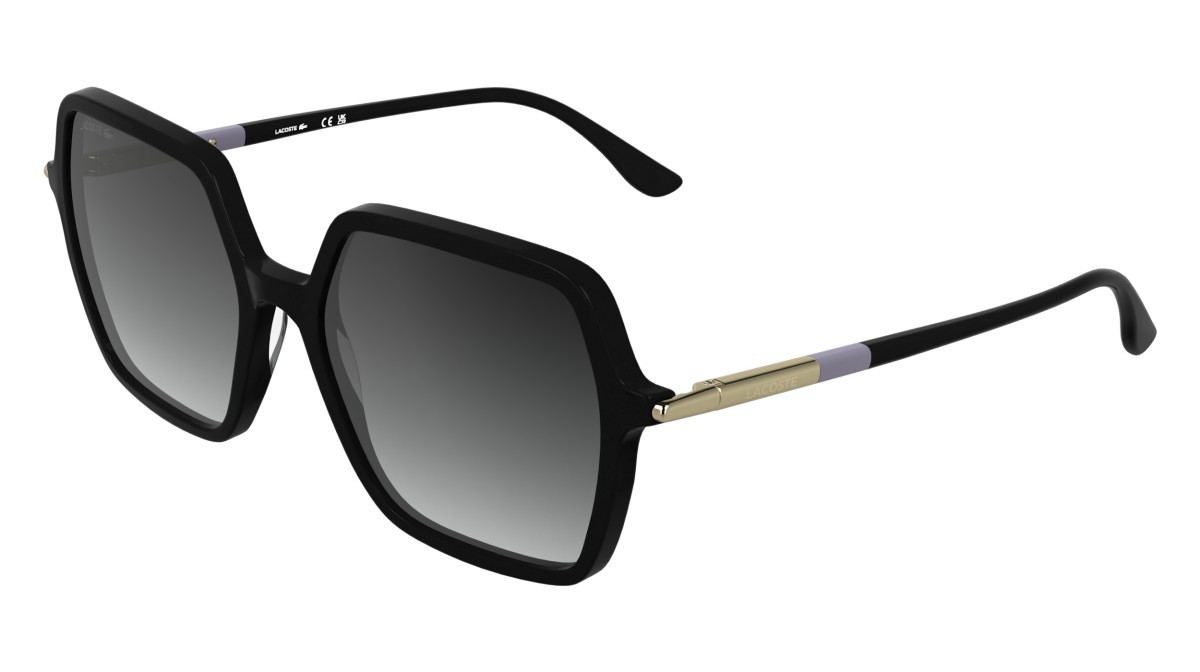 Sunglasses Lacoste L6079S (001) color black shape rectangle lenses gradient grey