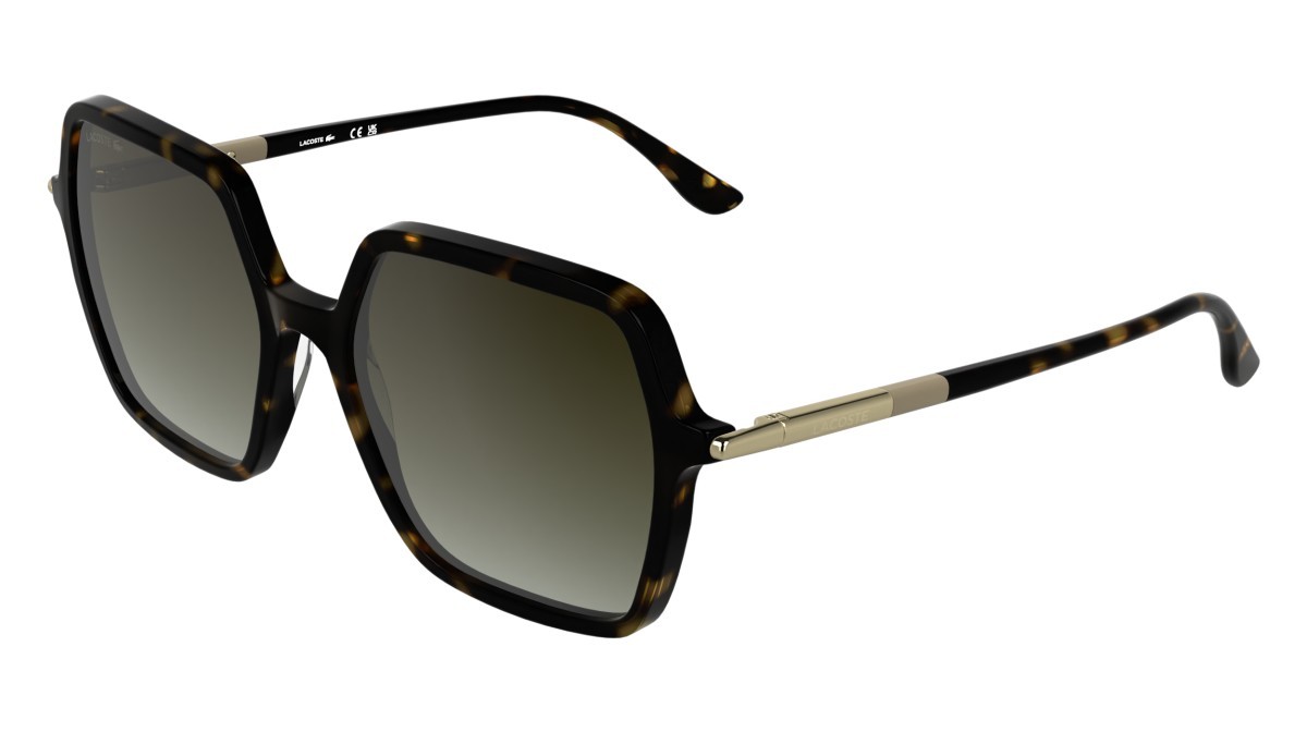 Sunglasses Lacoste L6079S (230) color dark havana shape rectangle lenses gradient khaki