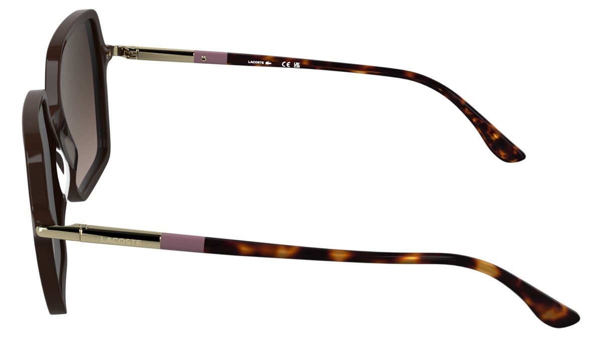 Sunglasses Lacoste L6079S (601) color burgundy shape rectangle lenses gradient brown