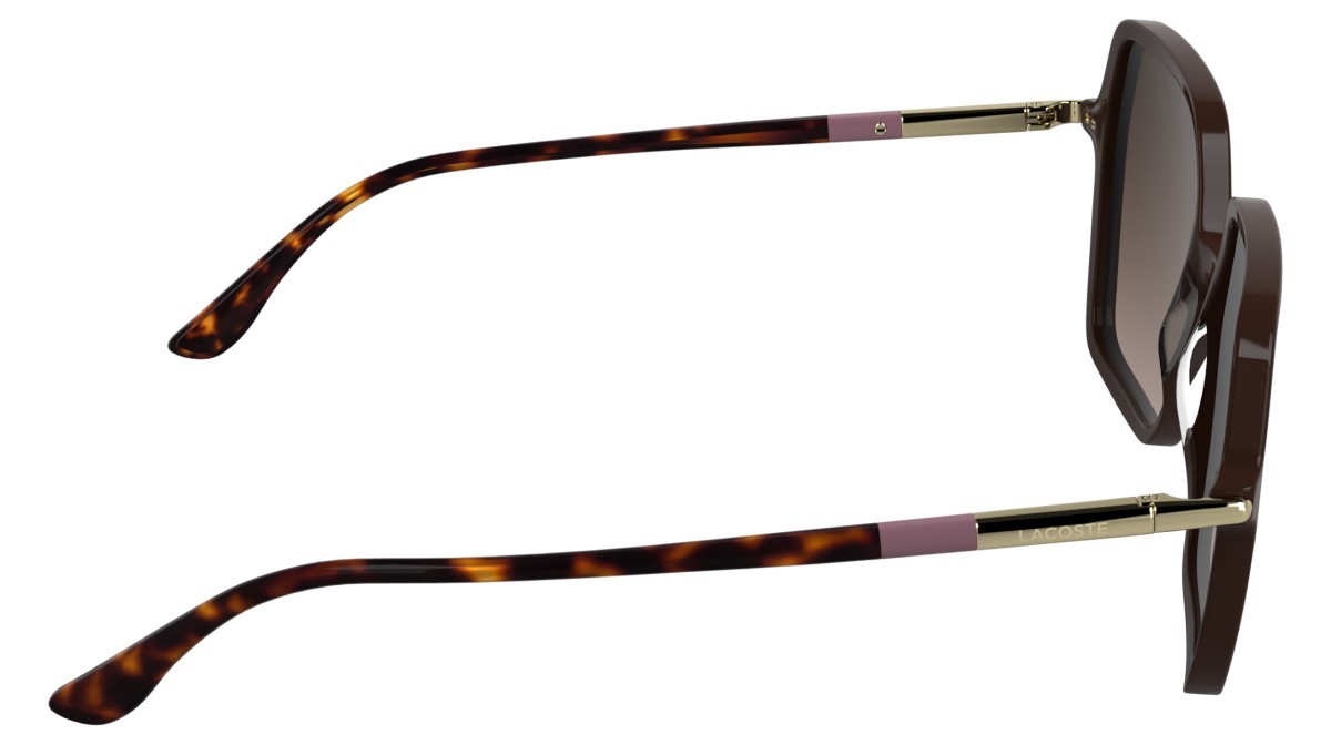 Sunglasses Lacoste L6079S (601) color burgundy shape rectangle lenses gradient brown