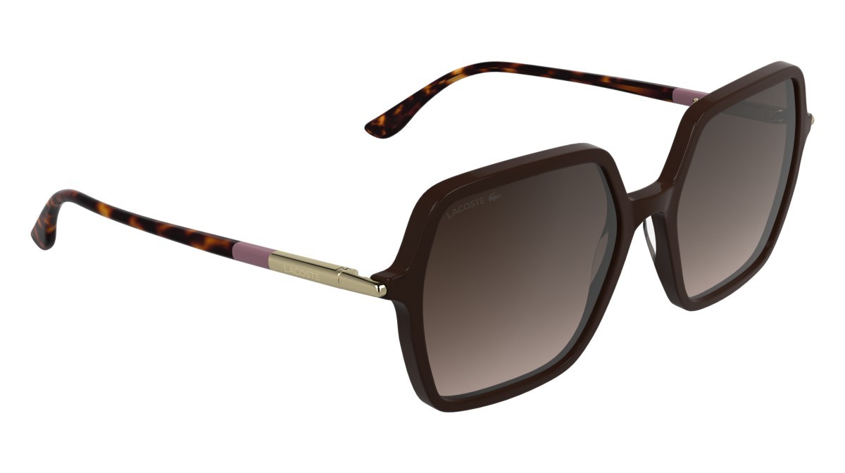 Sunglasses Lacoste L6079S (601) color burgundy shape rectangle lenses gradient brown