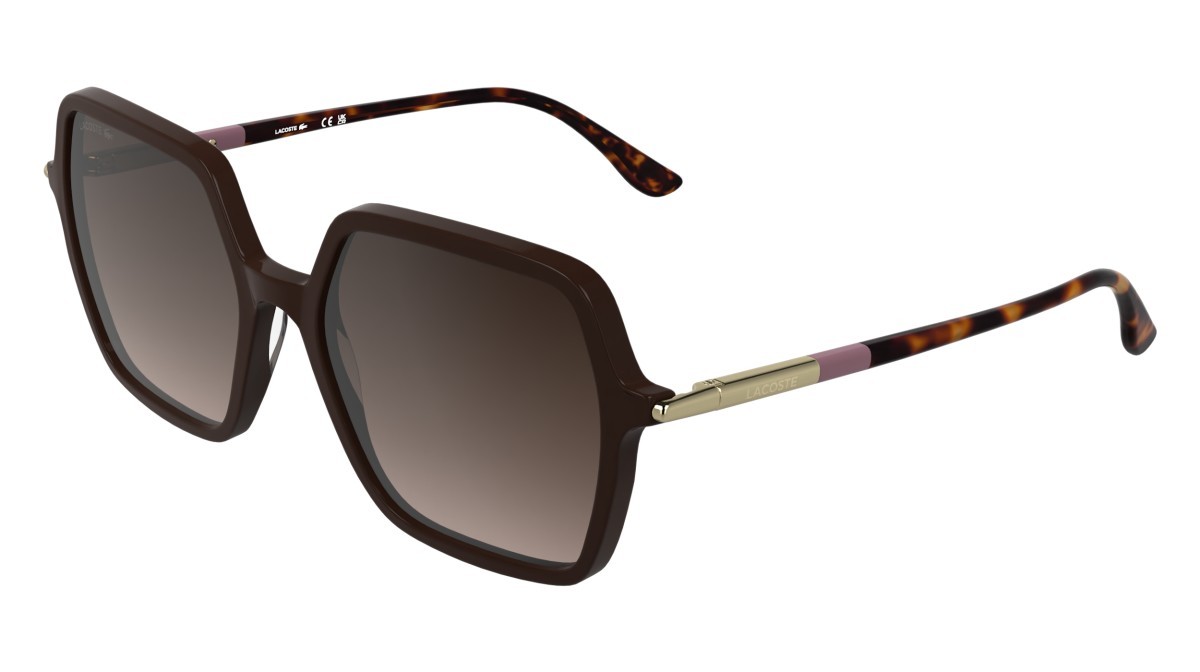 Sunglasses Lacoste L6079S (601) color burgundy shape rectangle lenses gradient brown