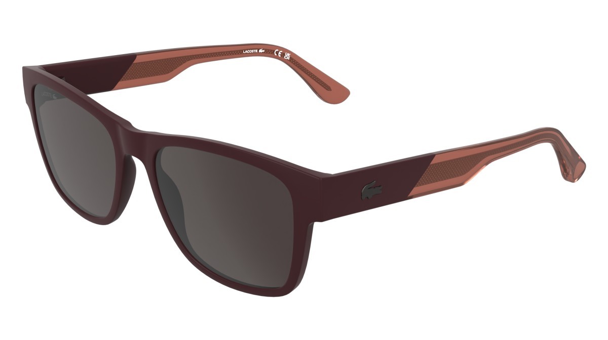 Sunglasses Lacoste L6084S (601) color matte burgundy shape rectangle lenses solid wine