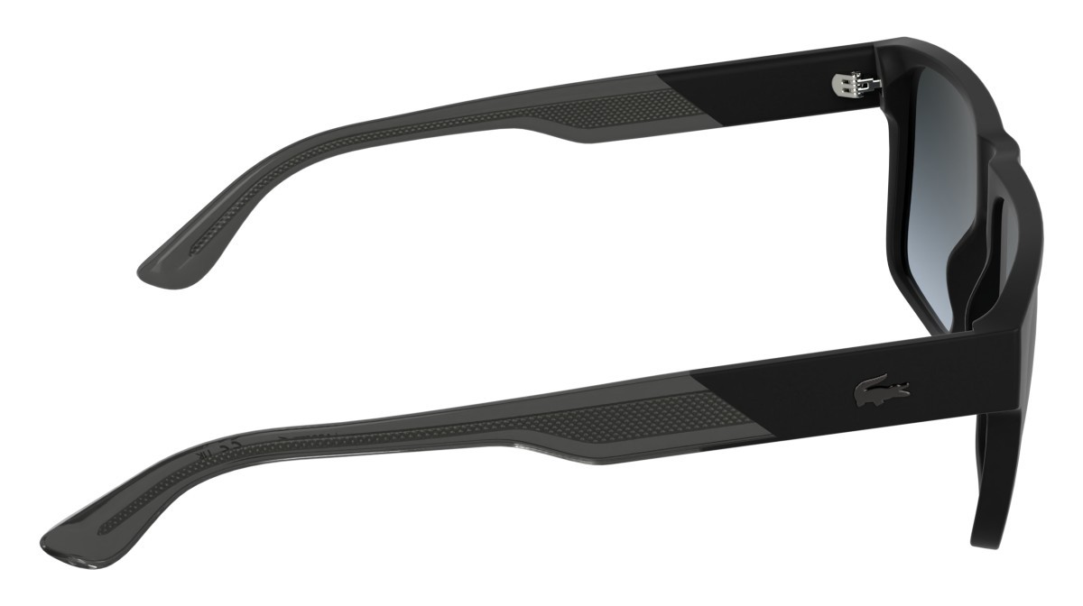 Sunglasses Lacoste L6085S (002) color matte black shape rectangle lenses gradient blue