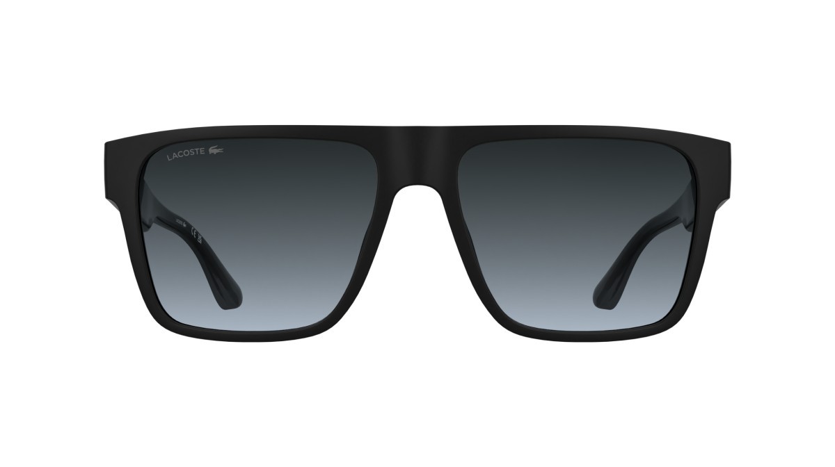 Sunglasses Lacoste L6085S (002) color matte black shape rectangle lenses gradient blue