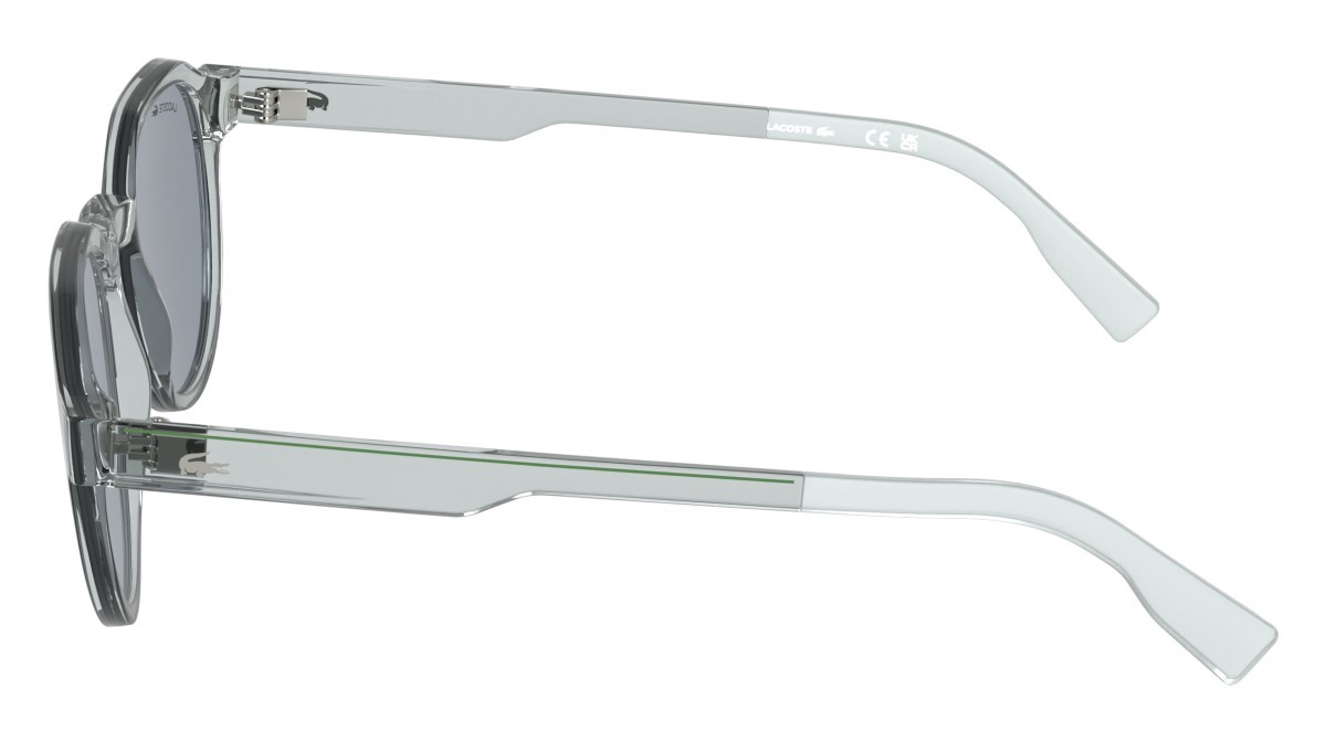 Sunglasses Lacoste L6087S (038) color transparent light grey shape rectangle lenses solid light grey