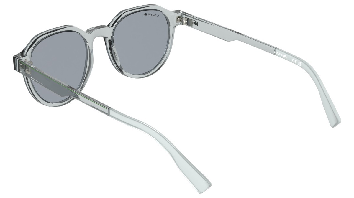 Sunglasses Lacoste L6087S (038) color transparent light grey shape rectangle lenses solid light grey
