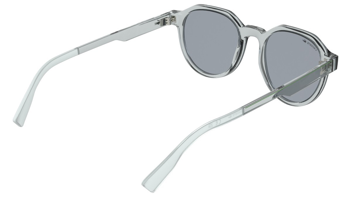 Sunglasses Lacoste L6087S (038) color transparent light grey shape rectangle lenses solid light grey