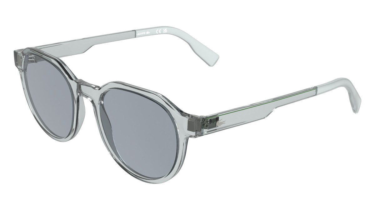 Sunglasses Lacoste L6087S (038) color transparent light grey shape rectangle lenses solid light grey
