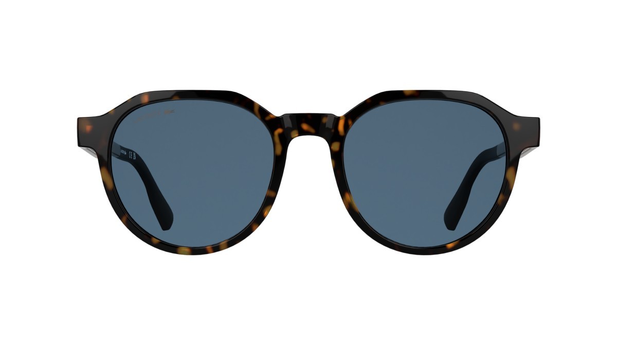 Sunglasses Lacoste L6087S (214) color havana shape rectangle lenses solid blue