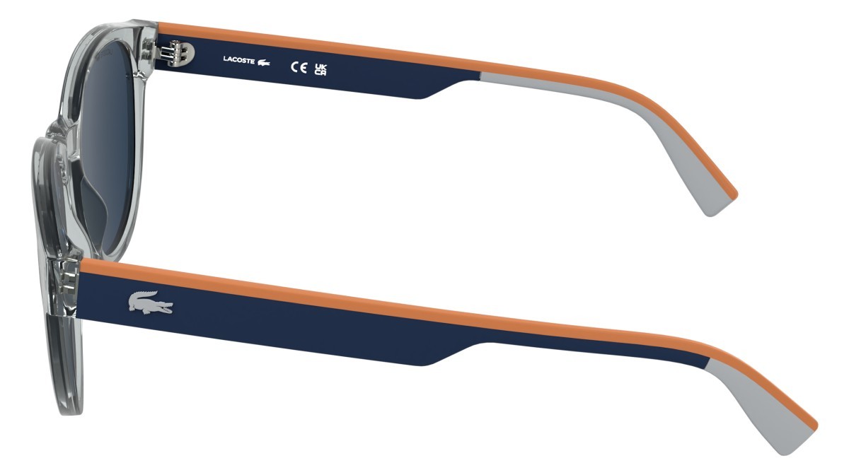 Sunglasses Lacoste L6088S (038) color transparent light grey shape rectangle lenses solid blue