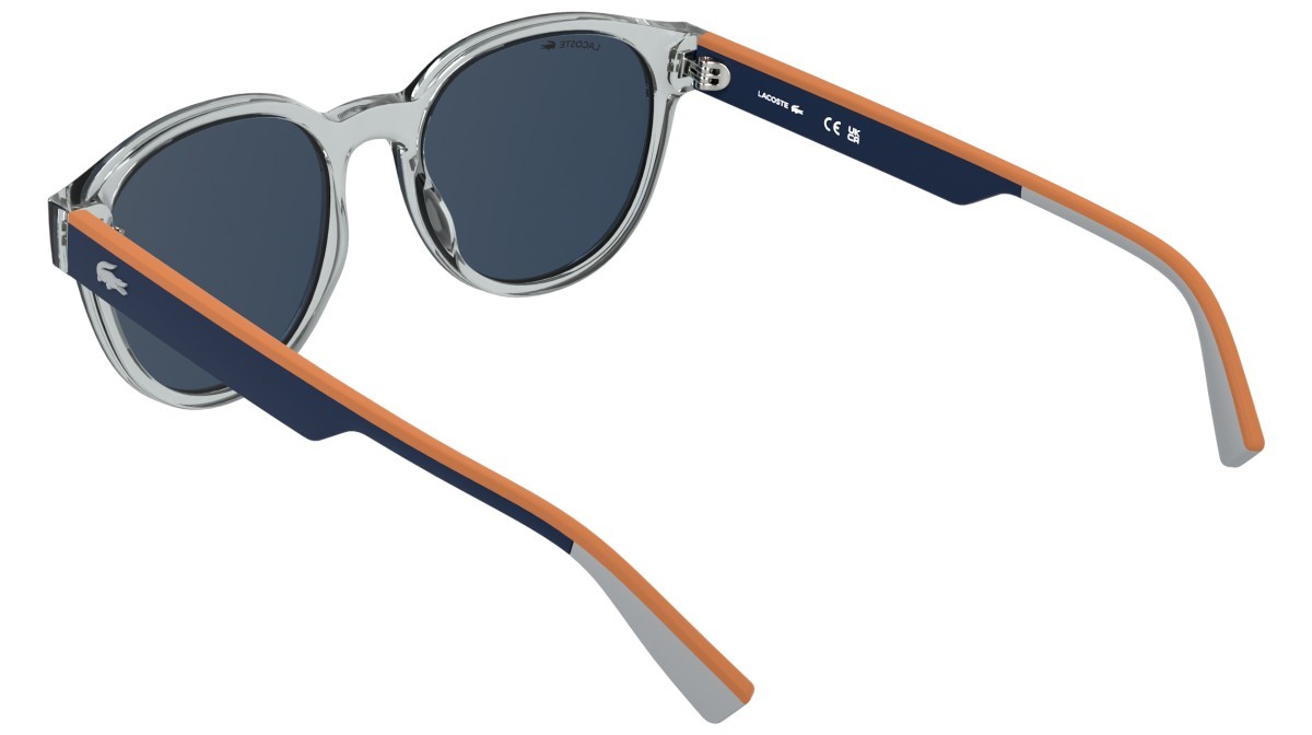 Sunglasses Lacoste L6088S (038) color transparent light grey shape rectangle lenses solid blue