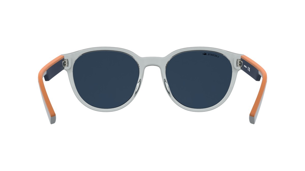 Sunglasses Lacoste L6088S (038) color transparent light grey shape rectangle lenses solid blue