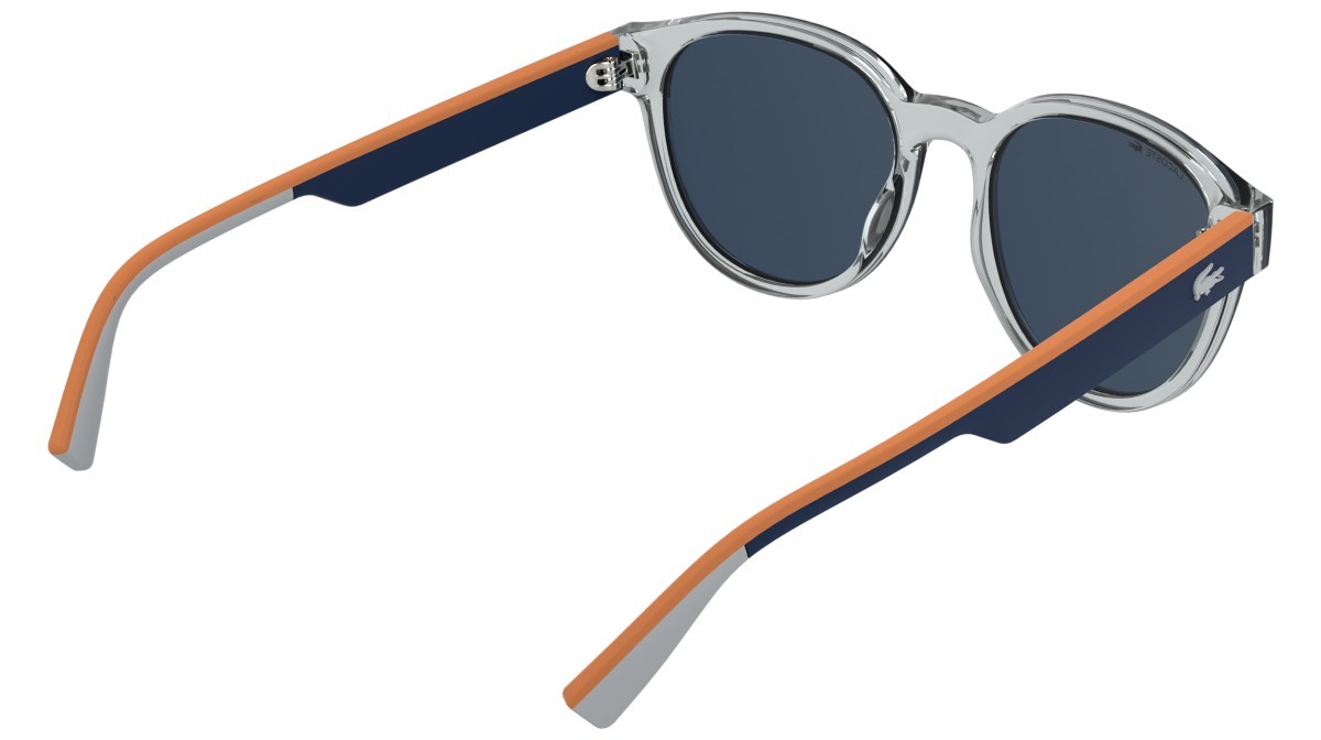 Sunglasses Lacoste L6088S (038) color transparent light grey shape rectangle lenses solid blue