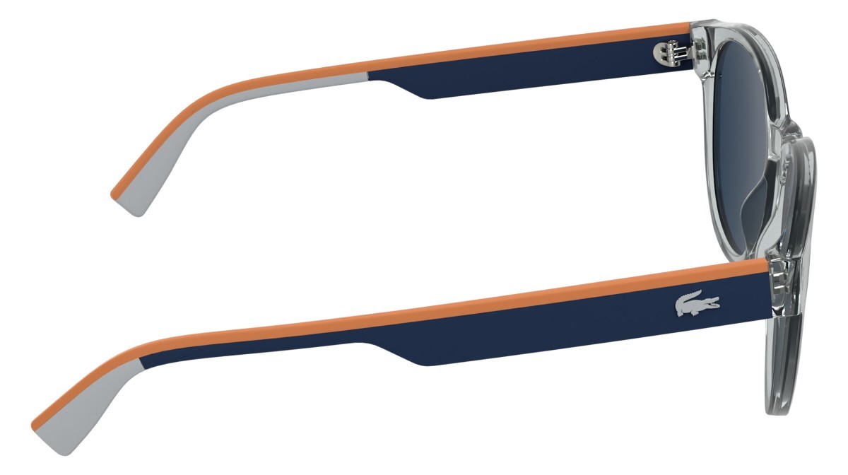 Sunglasses Lacoste L6088S (038) color transparent light grey shape rectangle lenses solid blue