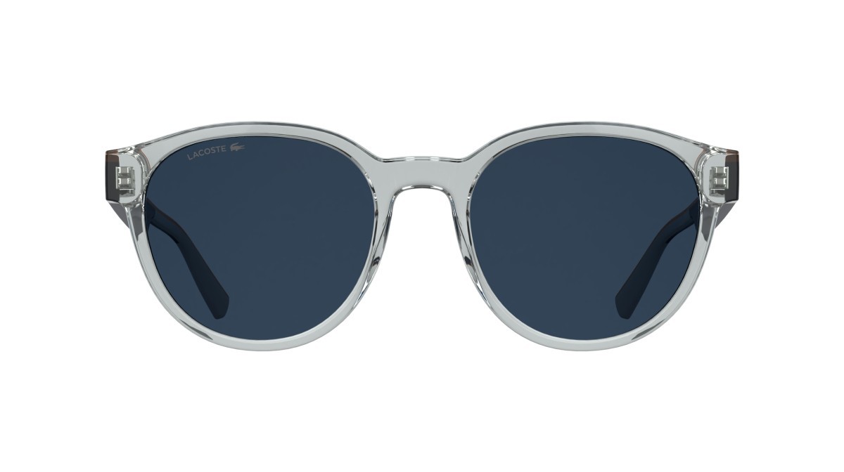 Sunglasses Lacoste L6088S (038) color transparent light grey shape rectangle lenses solid blue