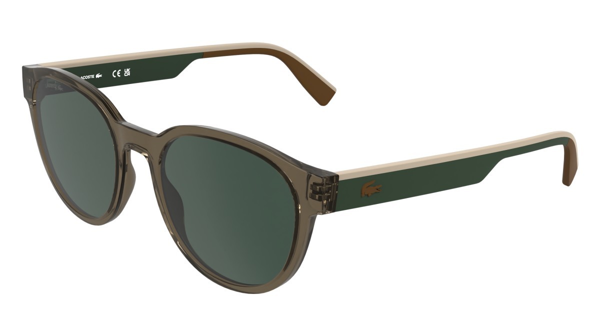 Sunglasses Lacoste L6088S (200) color transparent brown shape rectangle lenses solid green