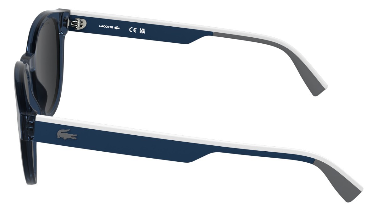Sunglasses Lacoste L6088S (410) color transparent blue shape rectangle lenses solid grey