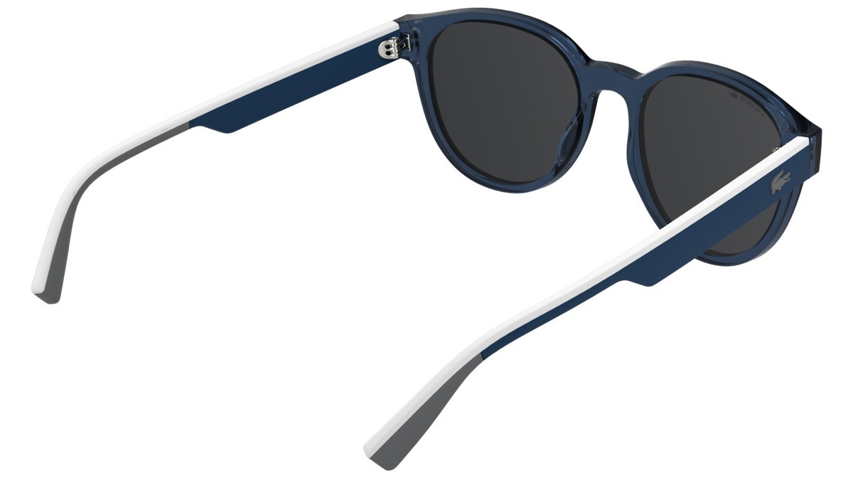 Sunglasses Lacoste L6088S (410) color transparent blue shape rectangle lenses solid grey