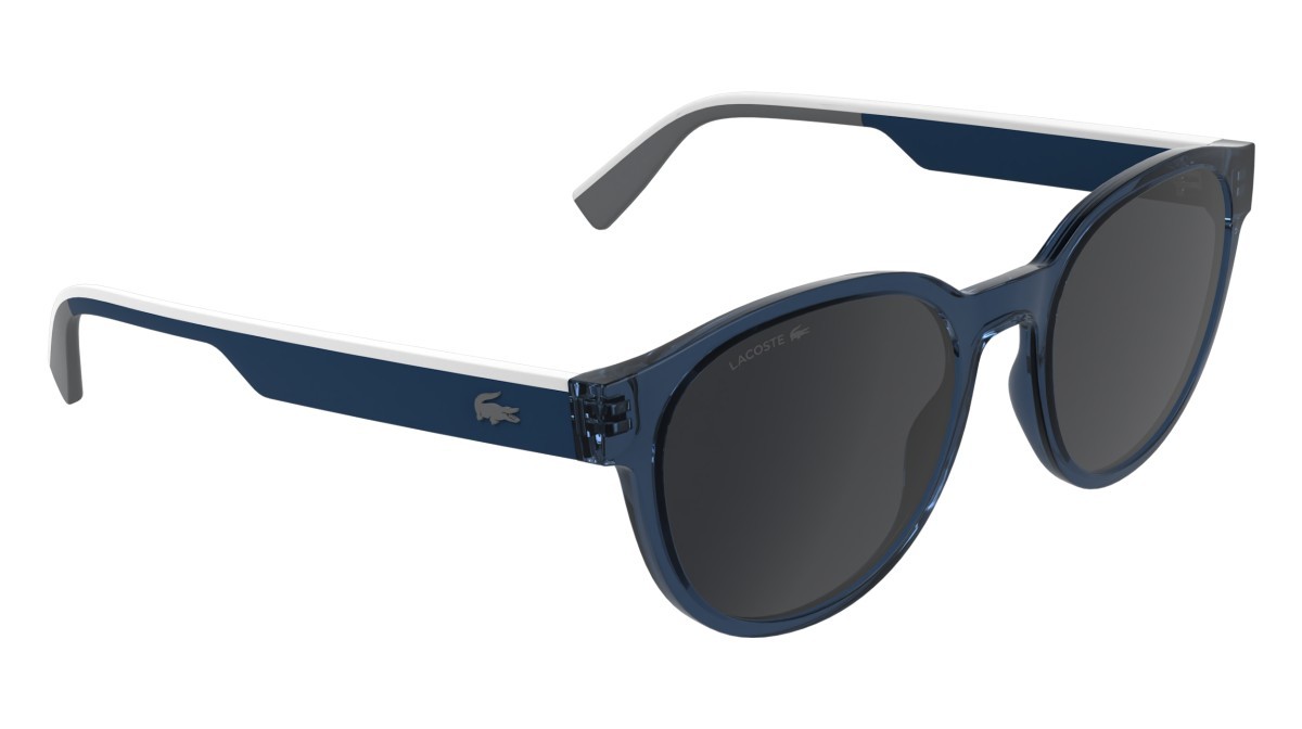 Sunglasses Lacoste L6088S (410) color transparent blue shape rectangle lenses solid grey
