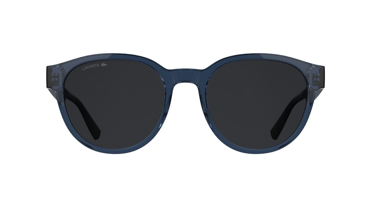 Sunglasses Lacoste L6088S (410) color transparent blue shape rectangle lenses solid grey