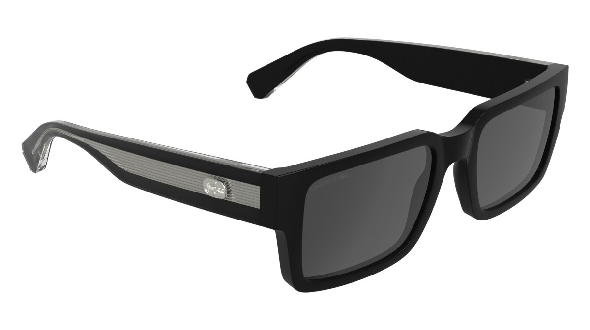 Sunglasses Lacoste L6089S (001) color black shape rectangle lenses solid grey