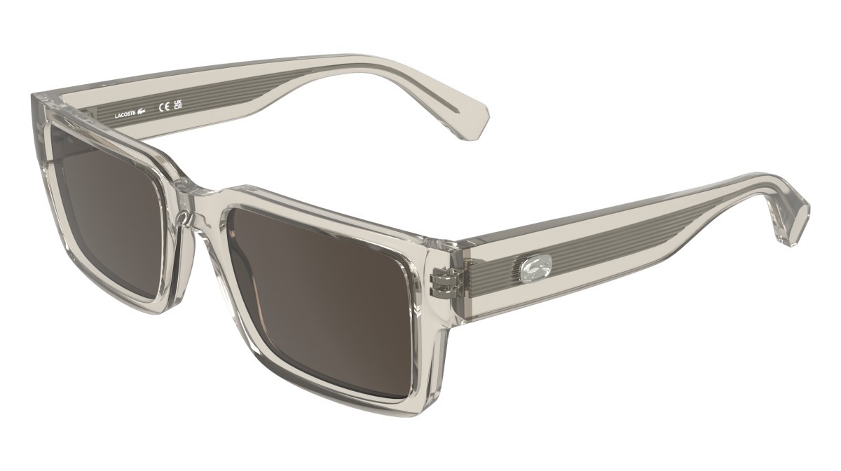 Sunglasses Lacoste L6089S (265) color transparent greige shape rectangle lenses solid brown