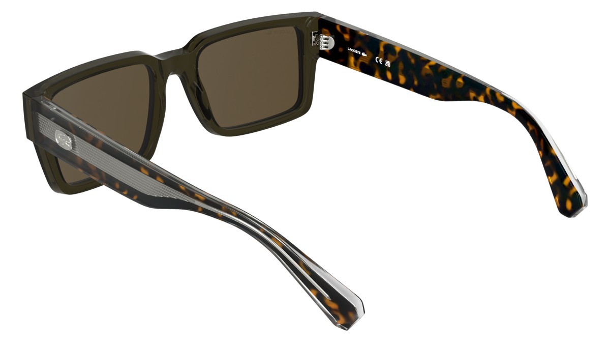 Sunglasses Lacoste L6089S (275) color transparent khaki shape rectangle lenses solid brown