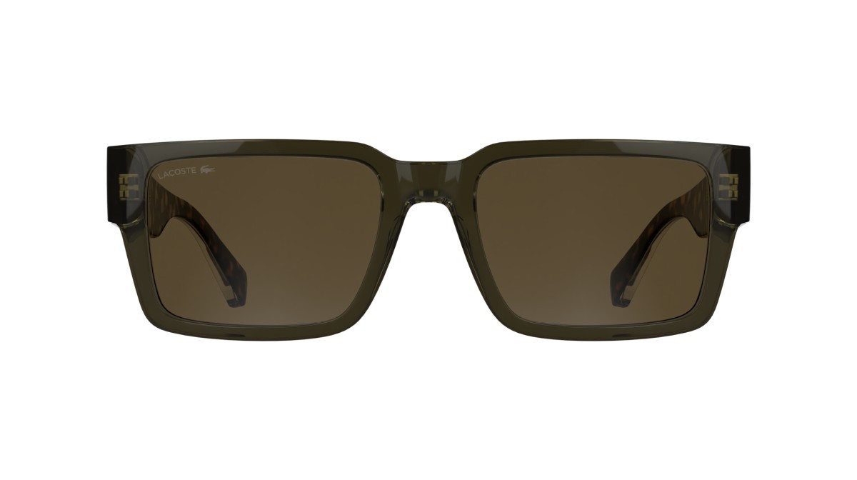 Sunglasses Lacoste L6089S (275) color transparent khaki shape rectangle lenses solid brown