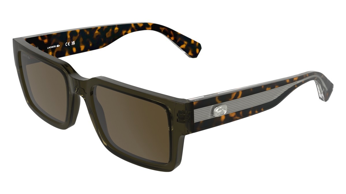 Sunglasses Lacoste L6089S (275) color transparent khaki shape rectangle lenses solid brown