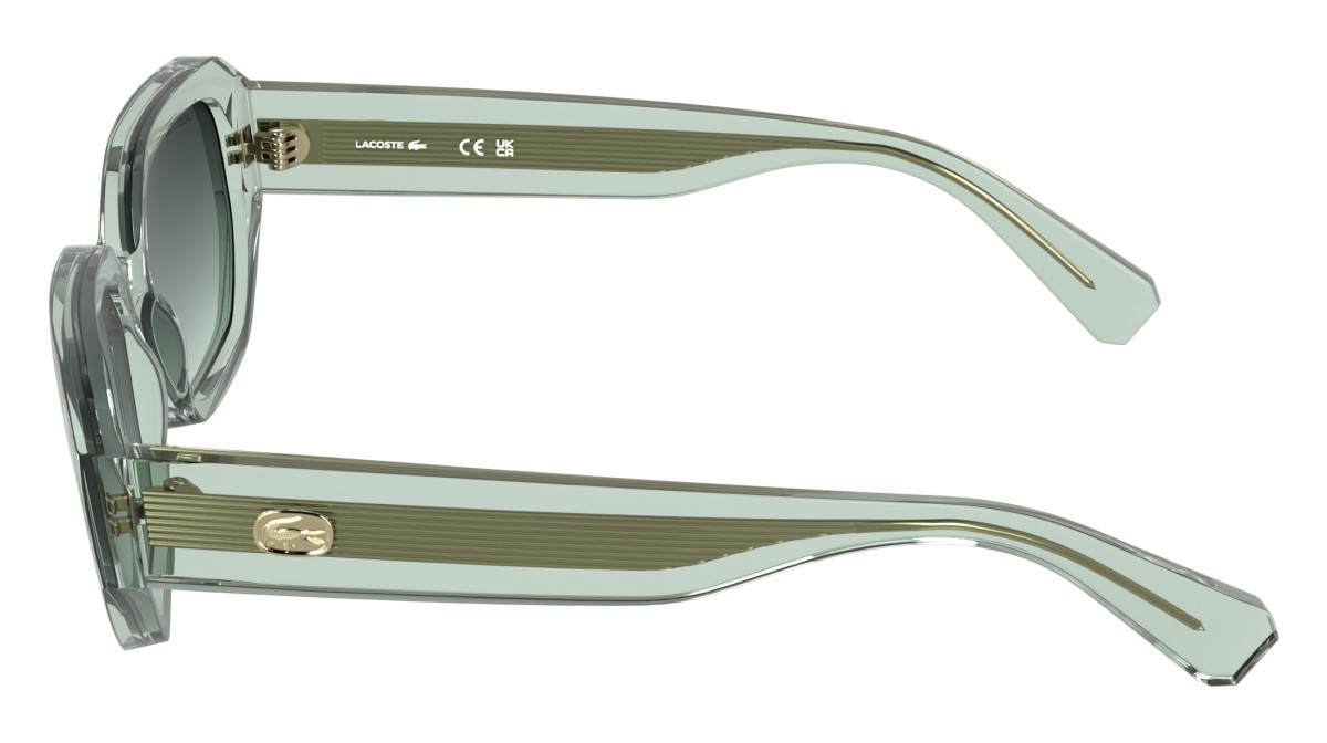 Sunglasses Lacoste L6091S (320) color transparent light mint shape rectangle lenses gradient dark green/aqua
