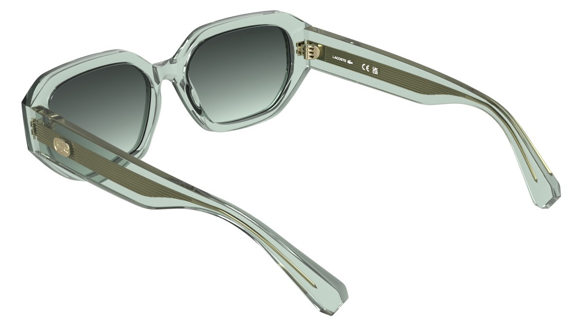 Sunglasses Lacoste L6091S (320) color transparent light mint shape rectangle lenses gradient dark green/aqua