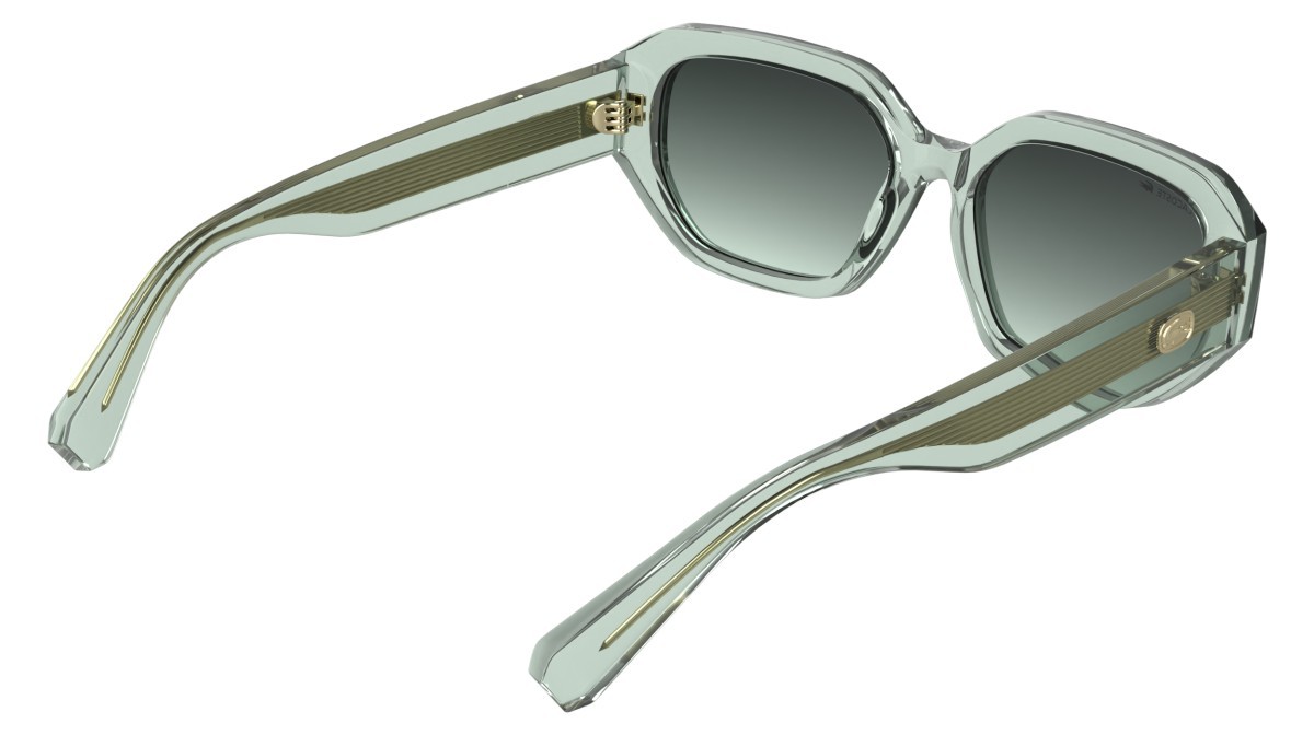 Sunglasses Lacoste L6091S (320) color transparent light mint shape rectangle lenses gradient dark green/aqua
