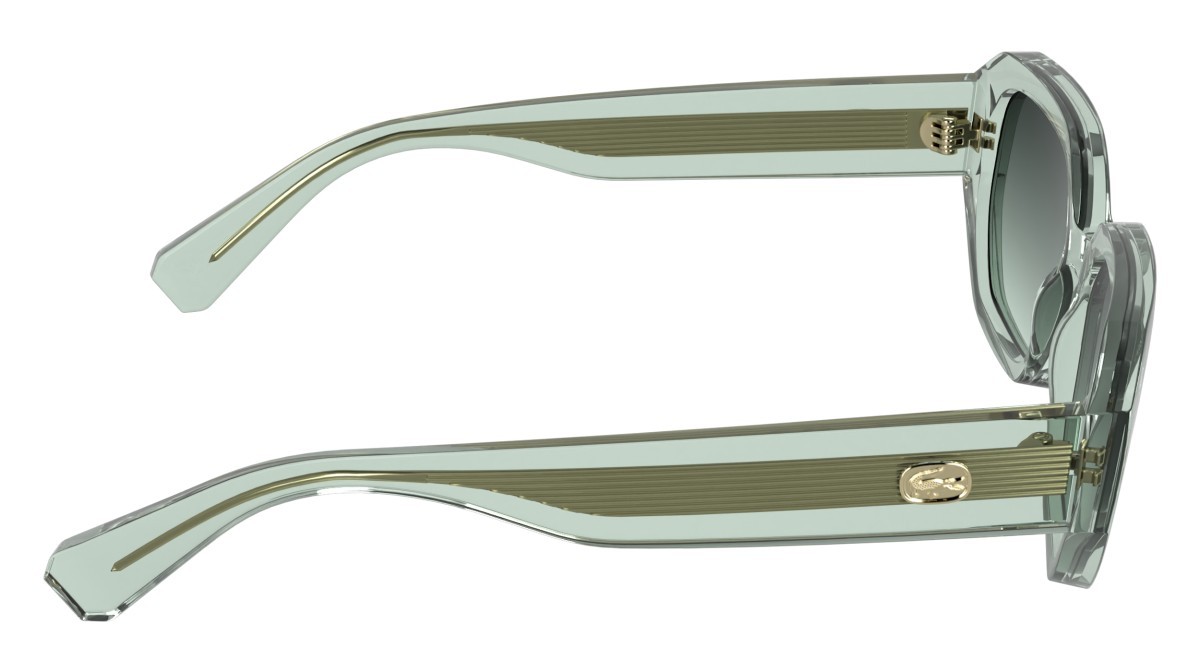 Sunglasses Lacoste L6091S (320) color transparent light mint shape rectangle lenses gradient dark green/aqua