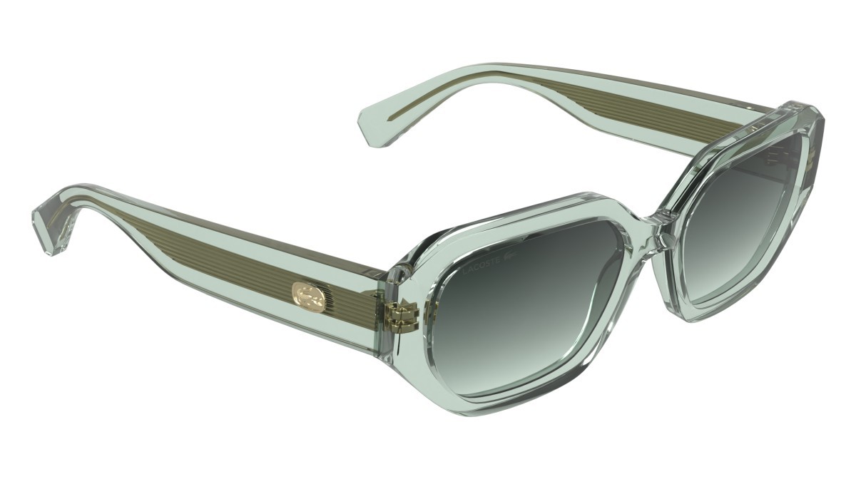 Sunglasses Lacoste L6091S (320) color transparent light mint shape rectangle lenses gradient dark green/aqua