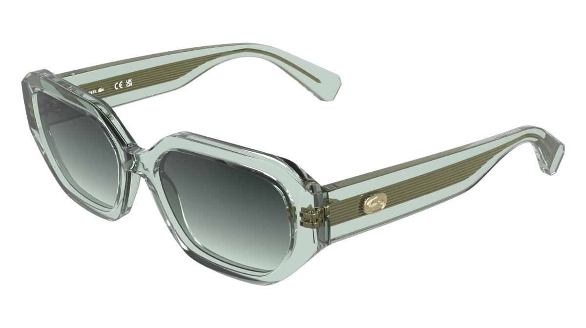 Sunglasses Lacoste L6091S (320) color transparent light mint shape rectangle lenses gradient dark green/aqua