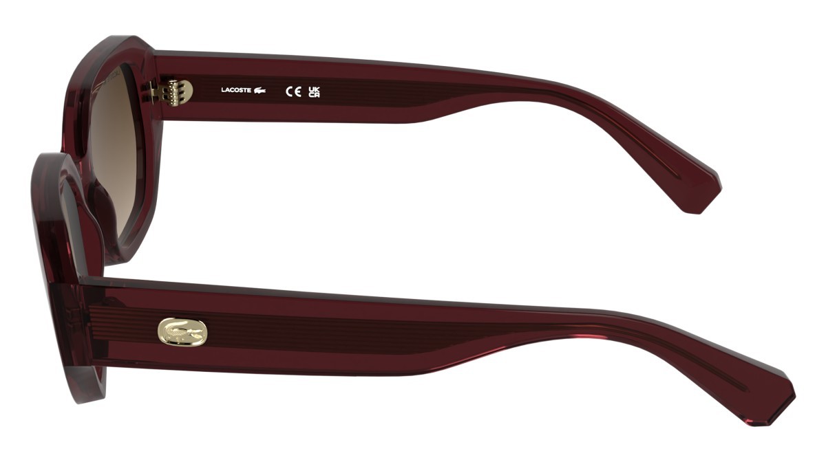 Occhiali da sole Lacoste L6091S (601) colore transparent burgundy forma rettangolare lenti gradient brown