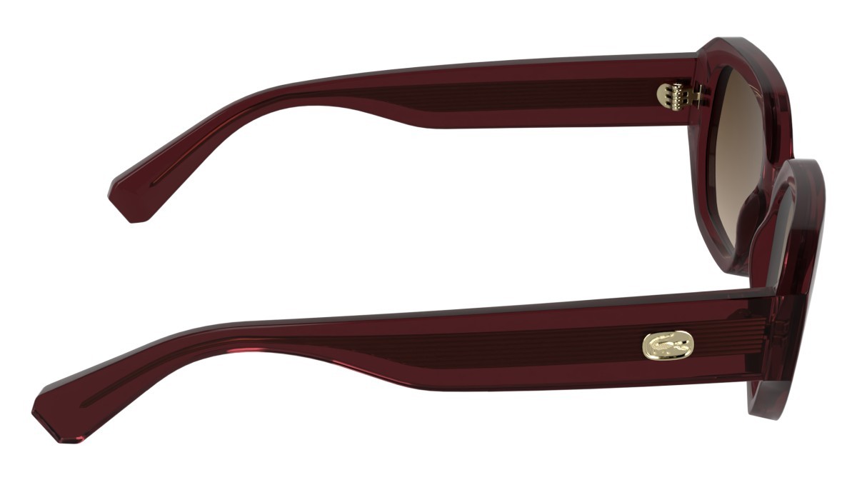 Occhiali da sole Lacoste L6091S (601) colore transparent burgundy forma rettangolare lenti gradient brown