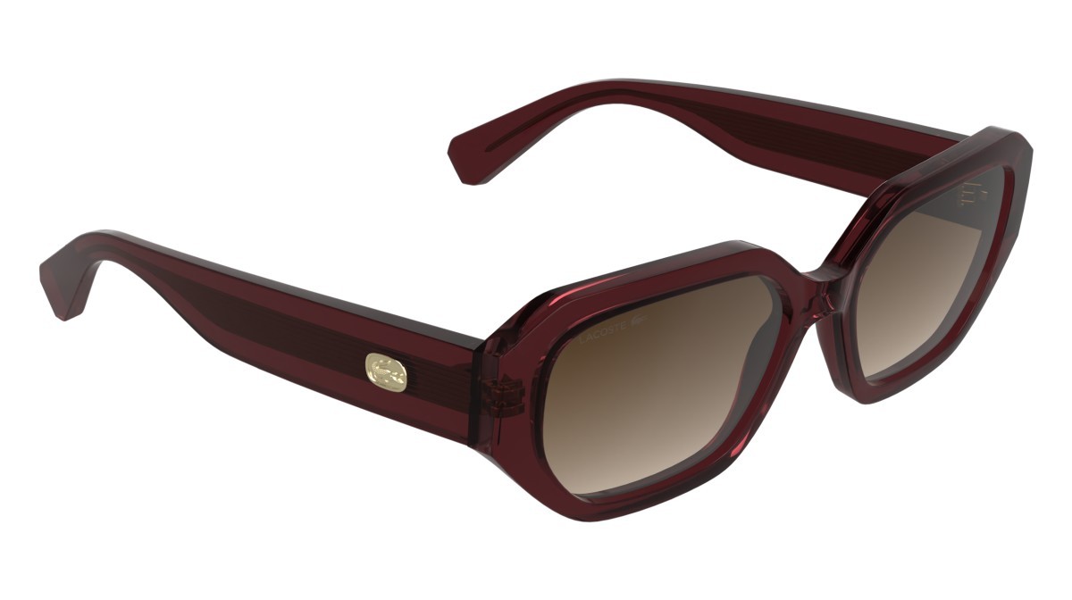 Occhiali da sole Lacoste L6091S (601) colore transparent burgundy forma rettangolare lenti gradient brown