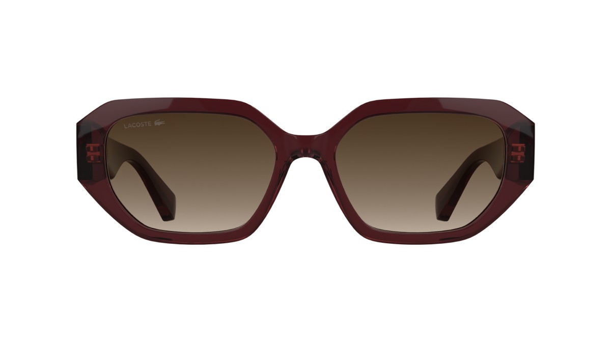 Occhiali da sole Lacoste L6091S (601) colore transparent burgundy forma rettangolare lenti gradient brown