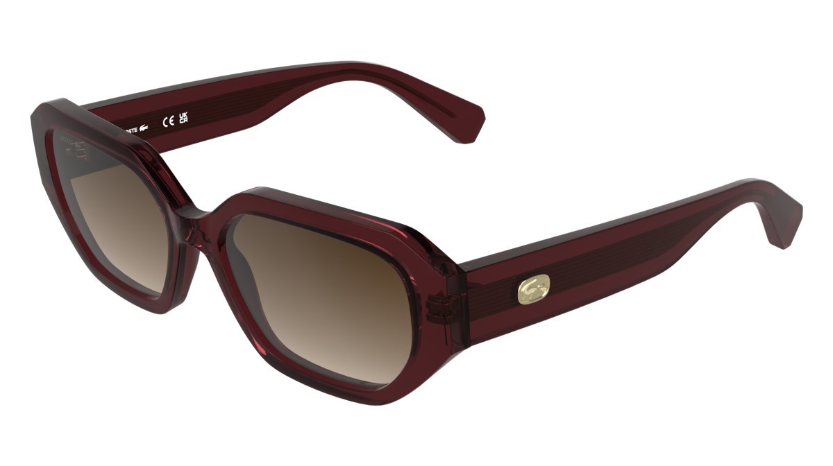 Occhiali da sole Lacoste L6091S (601) colore transparent burgundy forma rettangolare lenti gradient brown