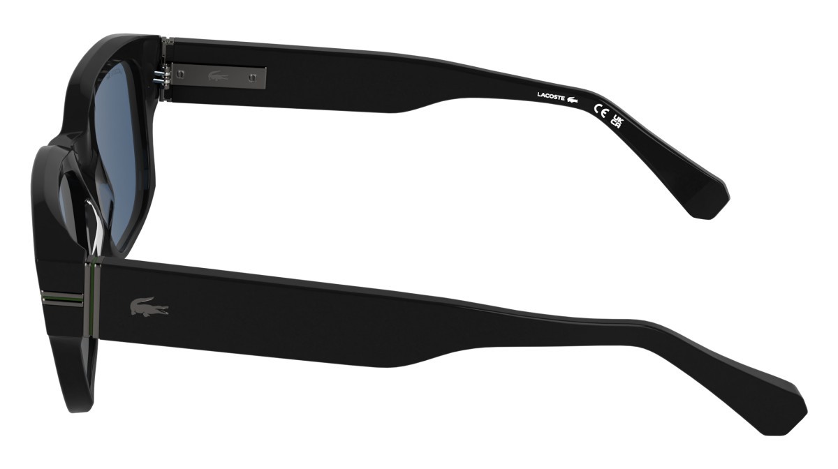 Sunglasses Lacoste L6093S (001) color black shape rectangle lenses solid blue